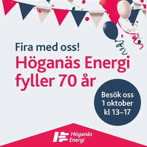 Höganäs Energi 70 år, flaggor, vimplar, ballonger.